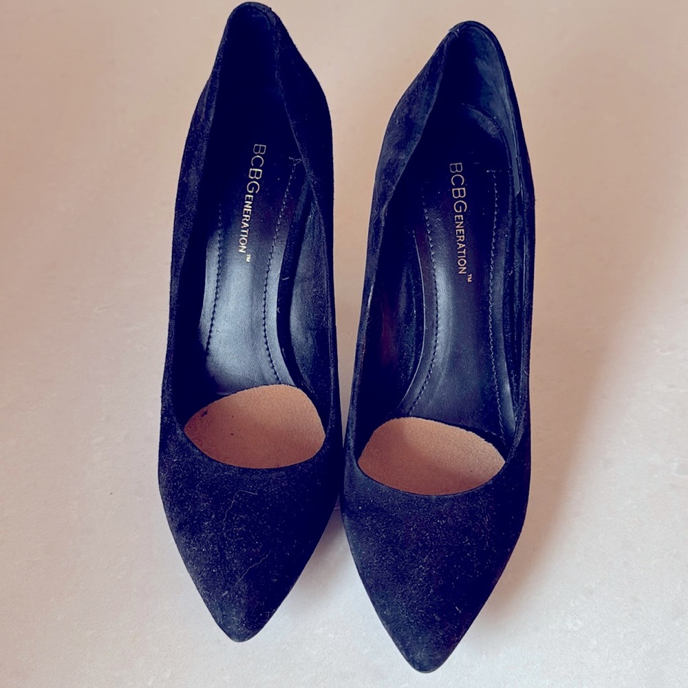 BCBG Black Suede Pumps
